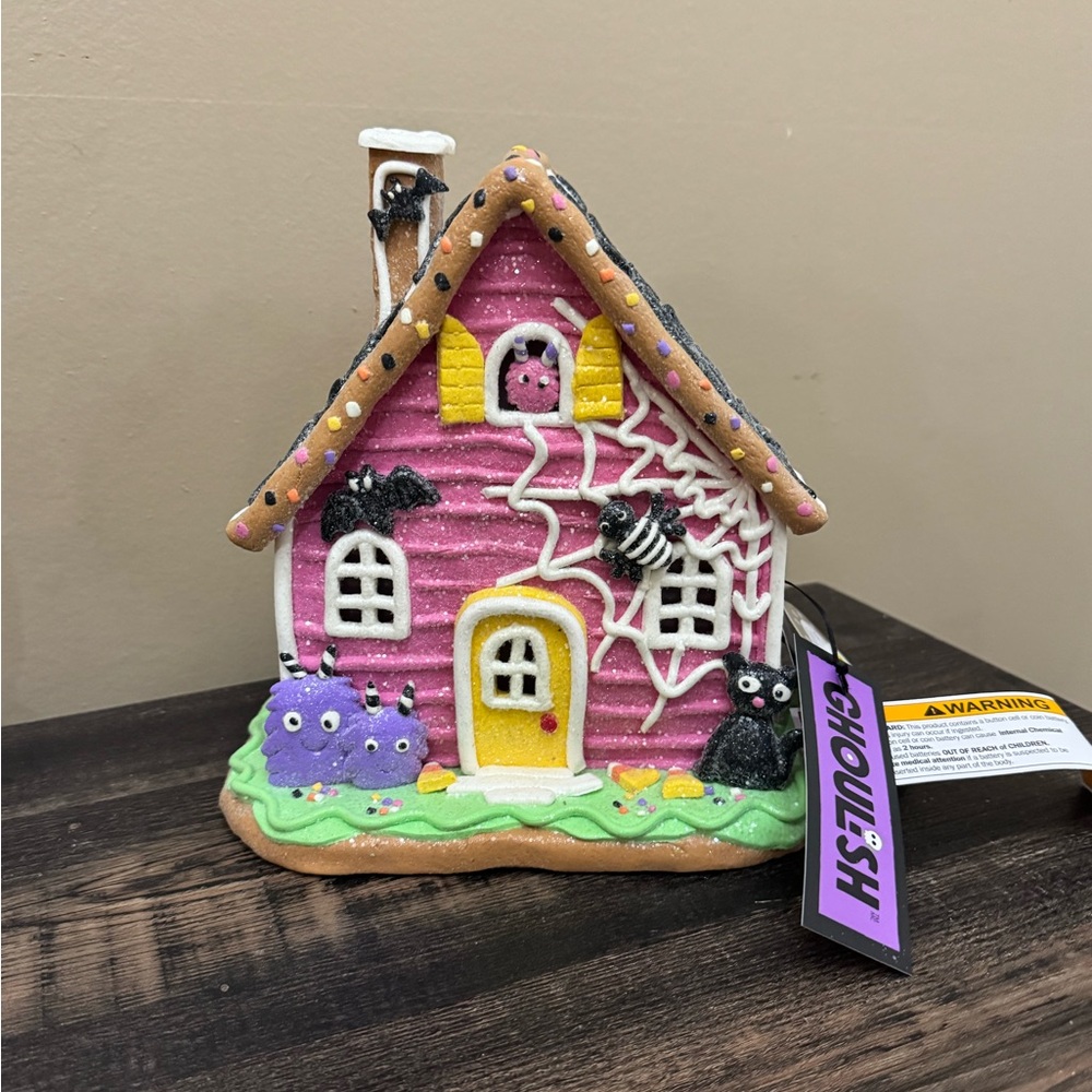 Ghoulish Halloween Gingerbread House Decor